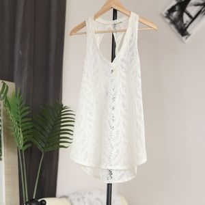 Lily White Lace Double Razor Back Tank Size L